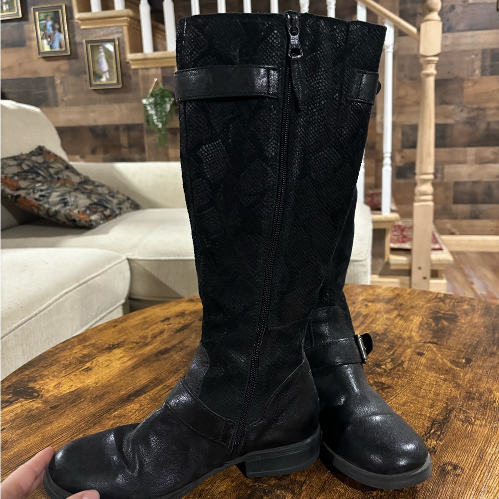 Black Leather Python Boots - image 5